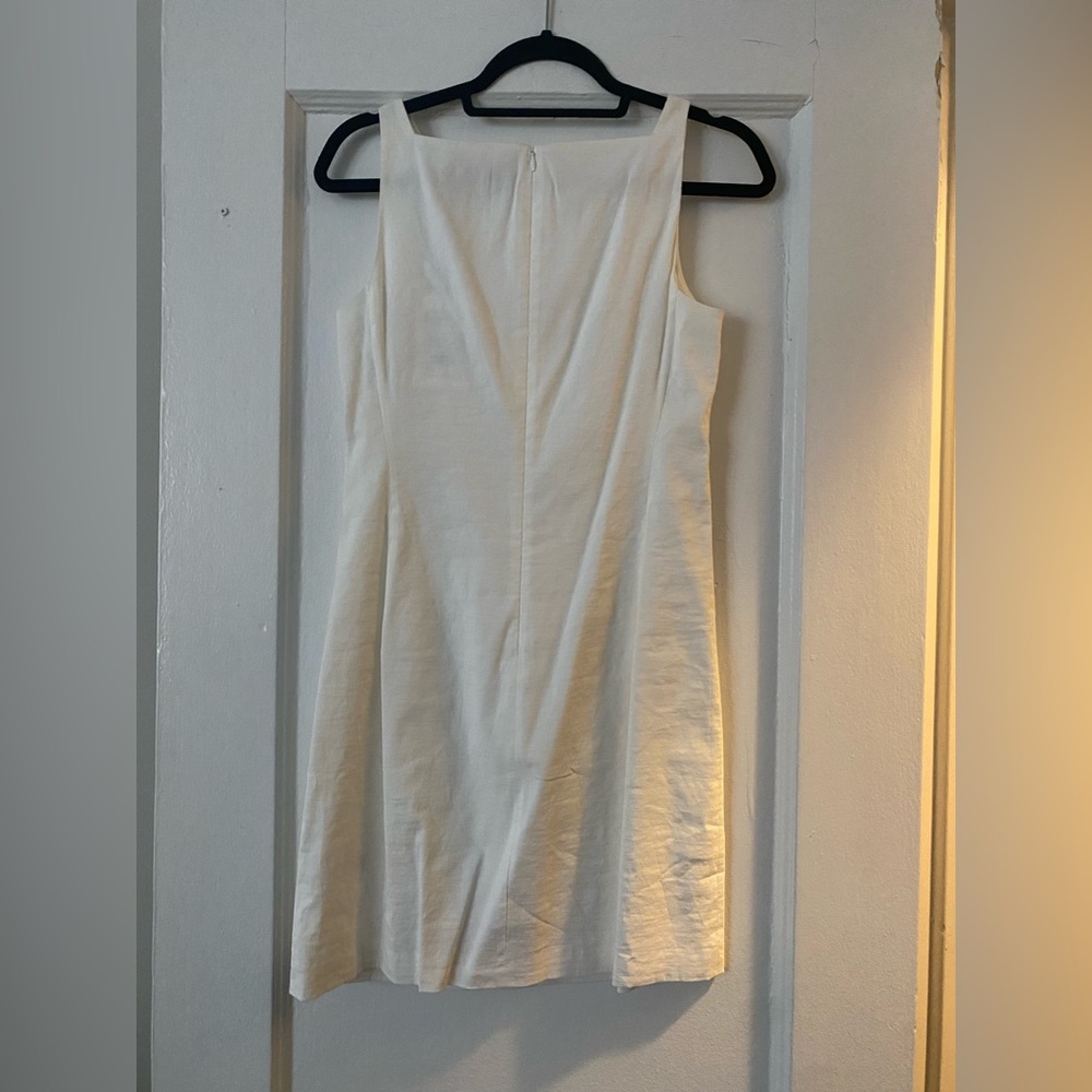 Theory Linen White Dress | Square Neck Size 4 - Picture 3 of 4